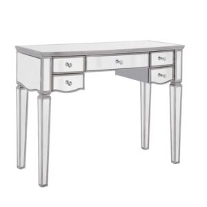 Elysee Glass Dressing Table In Mirrored With 5 Drawers