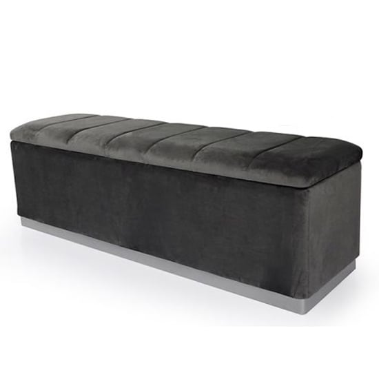 Frankfurt Velvet Hallway Storage Bench In Dark Grey ...