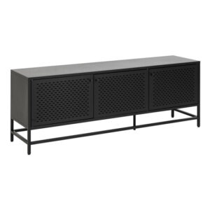 Newberry Large Metal 3 Doors Sideboard In Matt Black