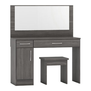 Mack Wooden Vanity And Dressing Table Set In Black Wood Grain