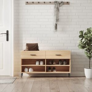 Eureka Wooden Shoe Storage Bench 2 Drawers In Sonoma Oak