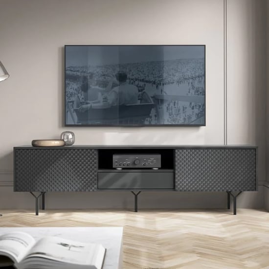 Reno Wooden TV Stand With 2 Flap Doors In Graphite - Pennywisefurniture ...