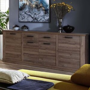 Calgary Wooden Sideboard With 4 Doors 2 Drawers In Tabak Oak