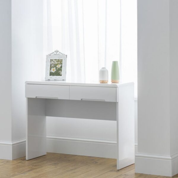 Magaly High Gloss Dressing Table With 2 Drawers In White