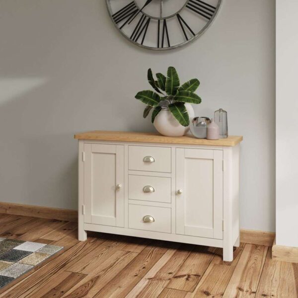 Rosemont Wooden Sideboard With 2 Doors 3 Drawers In Dove Grey