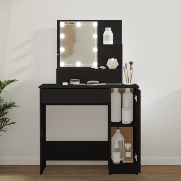 Aurora Wooden Dressing Table In Black With LED Lights