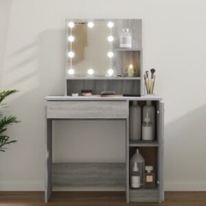 Aurora Wooden Dressing Table In Grey Sonoma With LED Lights