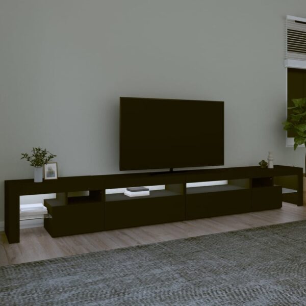 Bowie Wooden TV Stand In Black With LED Lights