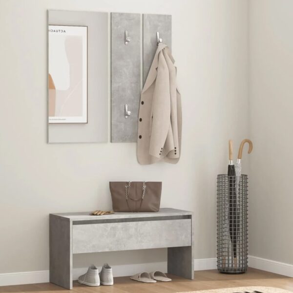 Hazen Wooden 4 Piece Hallway Furniture Set In Concrete Grey