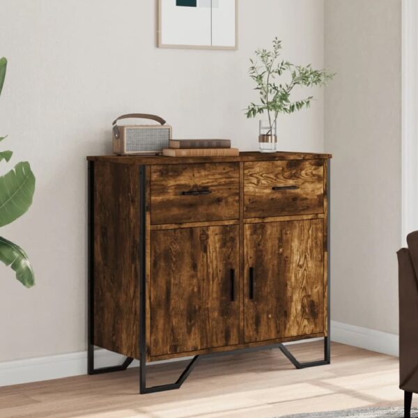 Kamas Wooden Sideboard With 2 Doors 2 Drawers In Smoked Oak