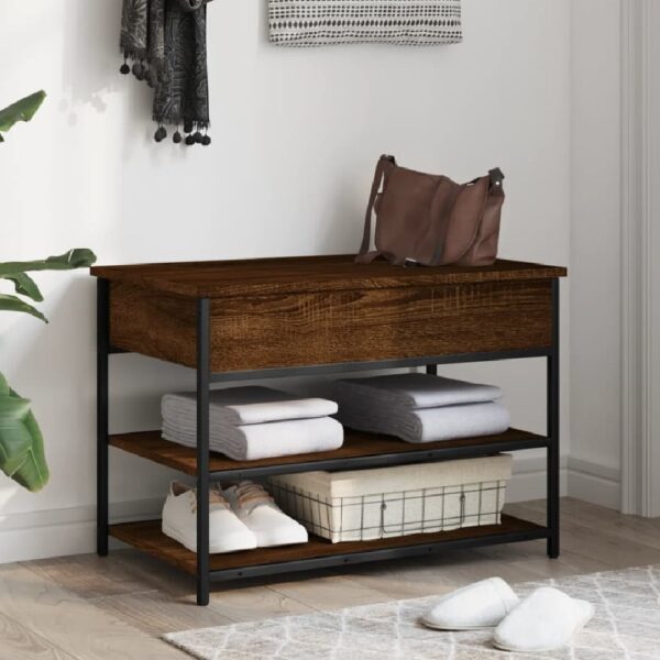 Lamar Wooden Small Shoe Storage Bench In Brown Oak