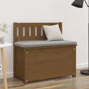 Laval Wooden Small Hallway Storage Seating Bench In Honey Brown