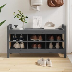 Lorman Wooden Shoe Storage Bench With 6 Shelves In Grey