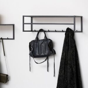 Sparks Wooden Coat Rack With Black Metal Frame In Oak