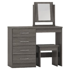 Mack Wooden Dressing Table Set With 4 Drawers In Black