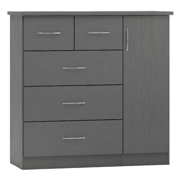 Mack Wooden Sideboard With 1 Door 5 Drawers In Grey