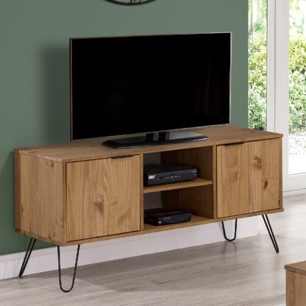 Avoch Wooden TV Stand With 2 Doors In Oak