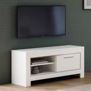 Lorenz Small TV Stand In White High Gloss With 1 Door