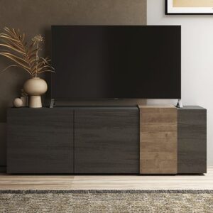 Noa Wooden TV Stand With 3 Doors In Titan And Mercury