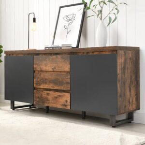 Sydney Large Sideboard With 2 Door 3 Drawer In Rustic Oak