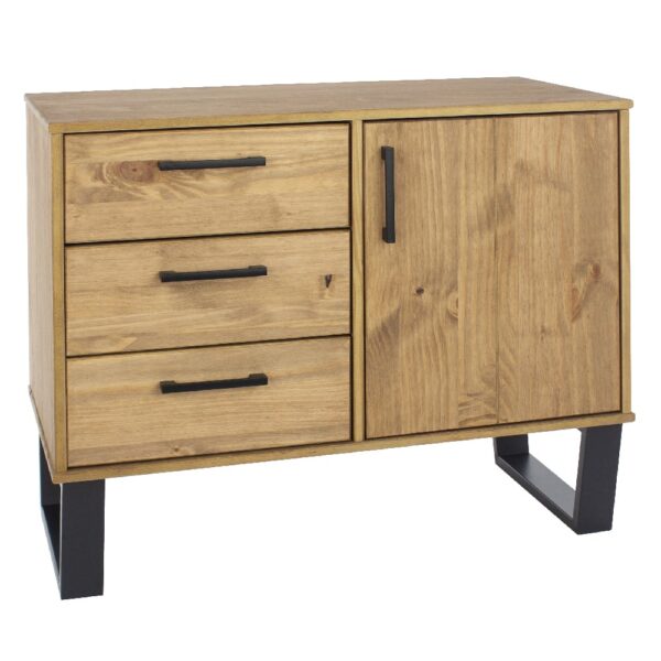 Tilston Wooden Sideboard With 1 Door 3 Drawers In Oak And Black