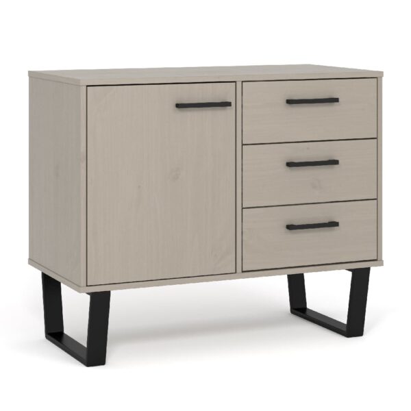 Tilston Wooden Sideboard With 1 Door 3 Drawers In White And Black