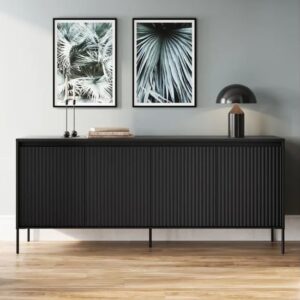 Trier Wooden Sideboard With 4 Doors In Matt Black