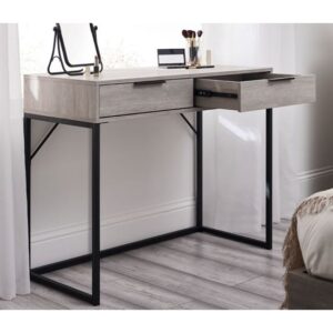 Baara Wooden Dressing Table With 2 Drawers In Grey Oak