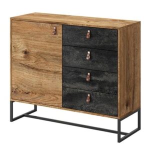 Durham Wooden Sideboard With 1 Door 4 Drawers In Ribbeck Oak