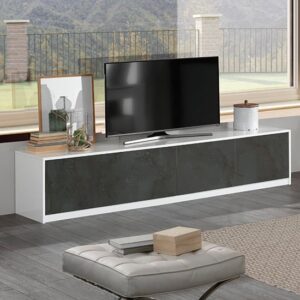 Graz Wooden TV Stand With 4 Doors In Matt White And Oxide