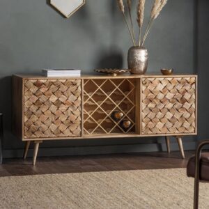 Neenah Large Mango Wood Sideboard With 2 Doors In Burnt Wax