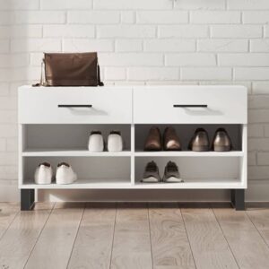 Alivia Wooden Shoe Storage Bench With 2 Drawers In White