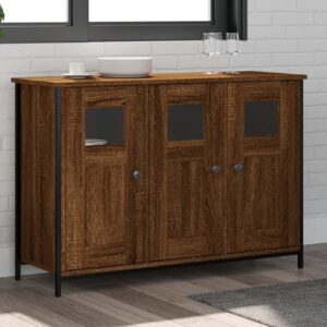 Ambon Wooden Sideboard With 3 Doors In Brown Oak