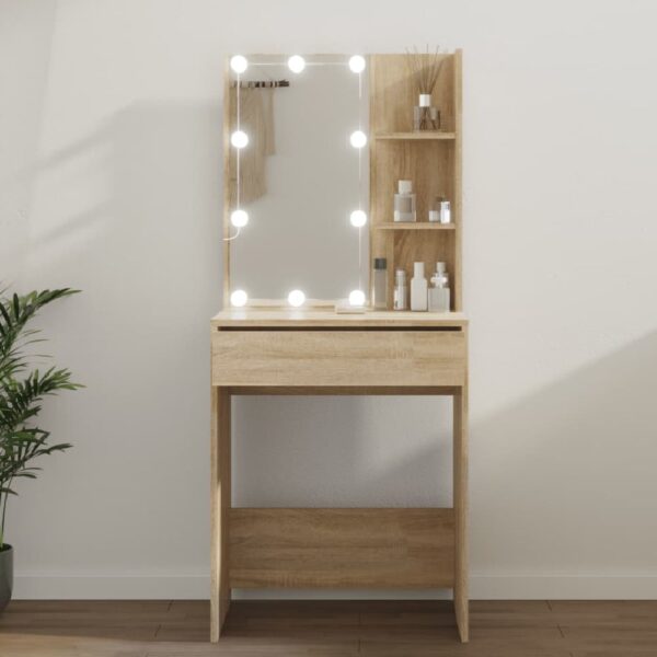 Amherst Wooden Dressing Table In Sonoma Oak With LED Lights