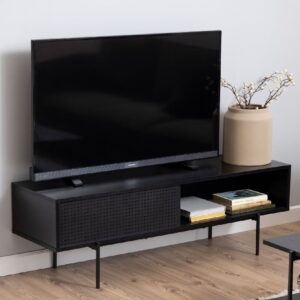 Angus Wooden TV Stand With 1 Sliding Door In Black