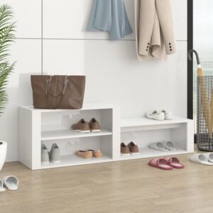 Barcelona High Gloss Hallway Shoe Storage Rack In White