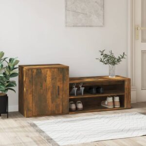 Barrington Wooden Hallway Shoe Storage Cabinet In Smoked Oak