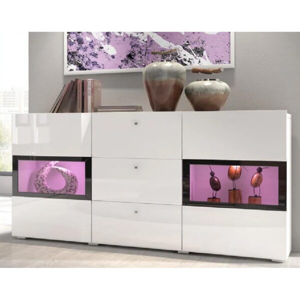 Beatrice Wooden Sideboard With 2 Doors 3 Drawers In White Matt