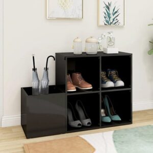 Bedros High Gloss Shoe Storage Bench With 4 Shelves In Grey