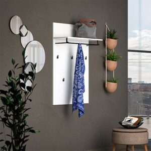 Belfort High Gloss Coat Rack Panel 5 Hooks In White Slate Grey