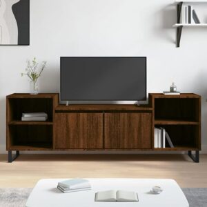 Bergen Wooden TV Stand With 2 Doors 2 Shelves In Brown Oak