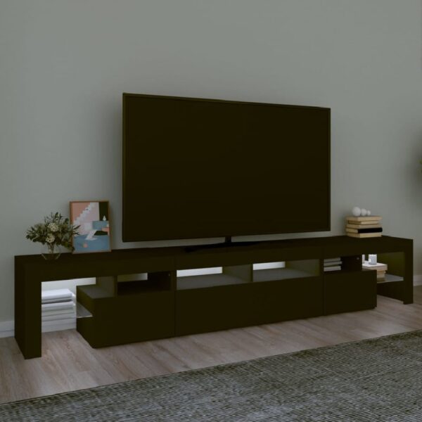 Biloxi Wooden TV Stand In Black With LED Lights