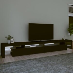 Bowie Wooden TV Stand In Black With LED Lights