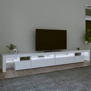 Bowie Wooden TV Stand In White With LED Lights