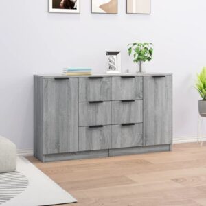 Calix Wooden Sideboard With 2 Doors 6 Drawers In Grey Sonoma Oak