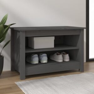 Cedric Solid Pinewood Shoe Storage Bench In Grey