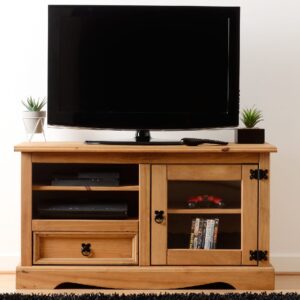 Central Wooden TV Stand With 1 Door 1 Drawer In Oak