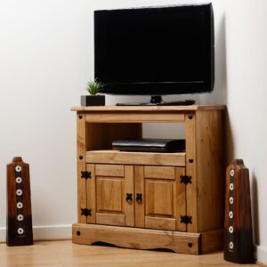 Central Wooden TV Stand With 2 Doors In Oak