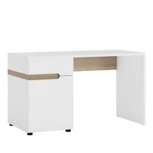 Cheya High Gloss Dressing Table With 1 Door In White Truffle Oak