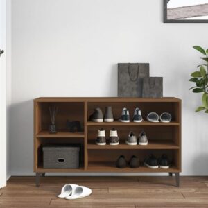 Clanton Wooden Shoe Storage Bench In Brown Oak